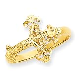 14k Gold Diamond Cut Crucifix Ring