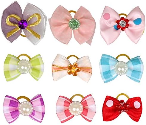 100 Pcs Wholesale Pet Cat Dog Hair Bows Grooming Accessories with Pearls