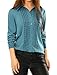 Allegra K Women Tile Print Long Sleeves Buttoned Tunic Shirt Blue XL