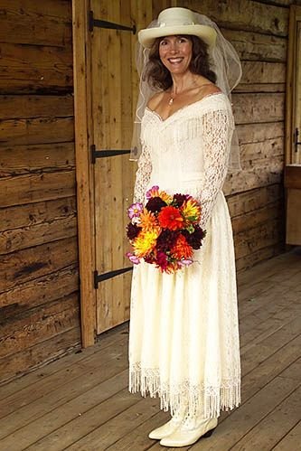 Drop Waist Western Wedding Dress