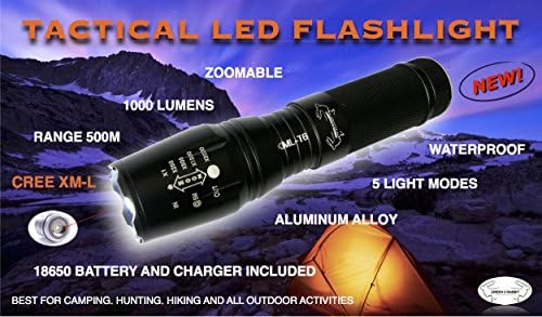 NEW! Green2Rabbit Professional flashlight kit.Best value ultra bright LED CREE XM-L T6 tactical flashlight with excellent light spread and high quality construction. All with 100% money back guarantee
