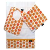 Orange Blossom Bib, Burp Cloth and Cuddle Blanket Set