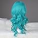 Miss U Hair Girl Long Curly Bluish Green Anime Cosplay Full Wig Synthetic Party Hair C043