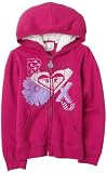 Roxy Girls 2-6x Roxy Teenie Wahine - Square Peg Applique Fleece Zip-Up With Sherpa-Lined Hood,Berry,3T