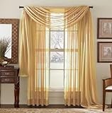 Elegant Comfort&reg; 2 Piece Solid Sheer 60" x 84" Window Curtains/drape/panels/treatment, Gold