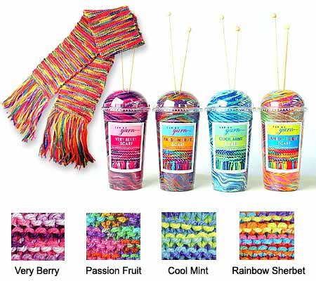 Cup of Yarn - Scarf Knitting Kit with Wooden Knitting Needles & Instructions : Very Berry