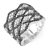14k White Gold Black & White Round Diamond Ladies Cocktail Ring (2.25 cttw, H-I Color, I1-I2 Clarity)