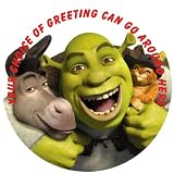 Shrek [P827] 7.5" Circular Edible Cake Topper made with real icing and printed with your custom greeting [Please use the SEND AS A GIFT facility on the checkout page to tell us the text of your greeting.] and with FREE UK shipping