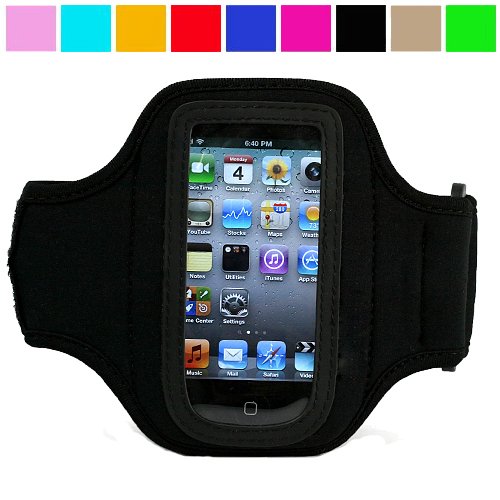 Durable Neoprene Protective Workout Armband for iPod Touch 4th Generation (Many Colors Available), Black