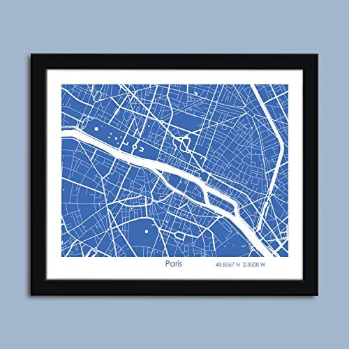 Paris map, Paris city map art, Paris wall art poster, Paris decorative map