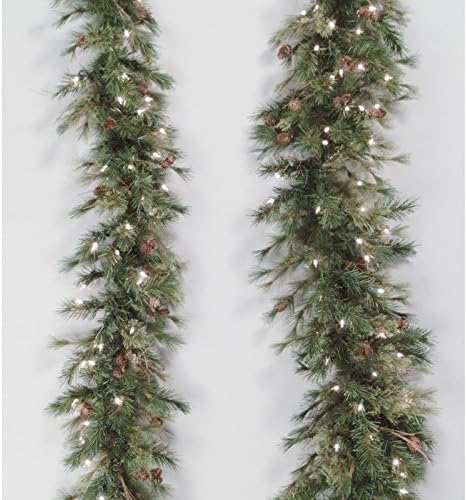 Mixed Country Pine Swag 6-foot Christmas Garland Features 180 Tips for a Full Look and Comes Prelit with White LED Lights for a Festive Finish Perfect Size for Using in Windows, Hanging on Fireplace or Using to Decorate Mantlepiece or Stairway