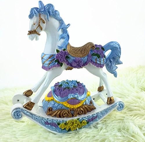 POPgifts Laxury Horse Music Box,Pendulum,Jewelry Box Design,Blue