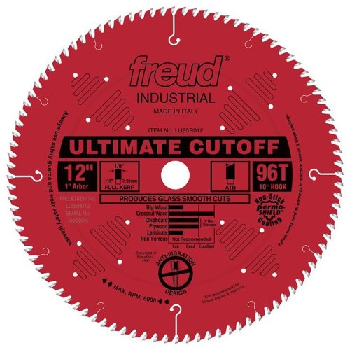 Freud LU85R012 12-Inch 96 Tooth ATB Crosscutting Saw Blade with 1-Inch Arbor and PermaShield Coating Freud LU85R012 12-Inch 96 Tooth ATB Crosscutting Saw Blade with 1-Inch Arbor and PermaShield Coating