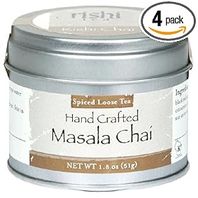 Rishi Tea Hand-Crafted Masala Chai Tea, Loose Leaf, 1.8-Ounce Tins (Pack of 4)
