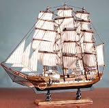 Wood Model Schooner on Base