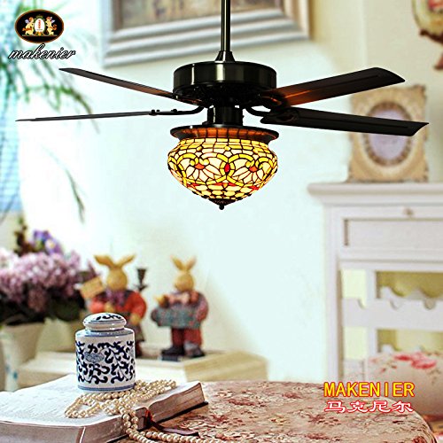 Makenier Vintage Tiffany Style Stained Glass Lotus Singlelight