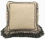 Throw Pillow 18 Inch Square Linen W/frayed Edge Natural