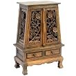 Handmade Asian Furniture - 37" Vintage Roses Storage Cabinet / End Table - Rich Dark Finish