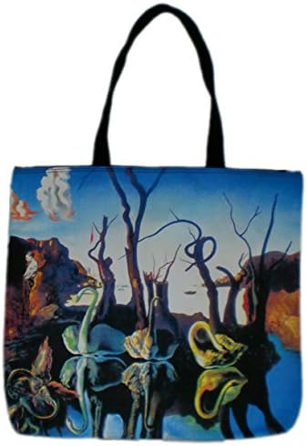 Artzwear Dali Swans Reflecting Elephants Tote Bag Silk Screen Print Canvas Large