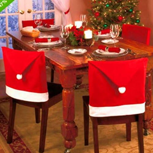 ZMstore Red 20" Santa Hat Chair Covers (Set of 4 ) for christmas decorations