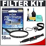 Hoya DMC Pro1 Digital 58mm Ultraviolet UV Lens Filter + Accessory Kit for Canon, Nikon, Sony, Olympus & Pentax Lenses
