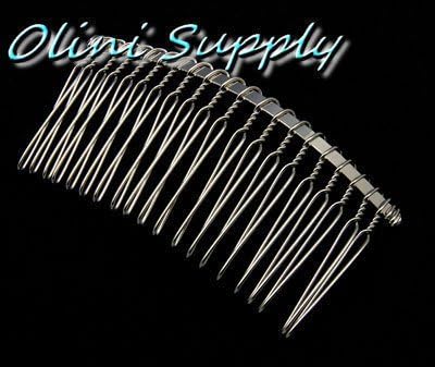 10 Pcs - Silver Tone Metal Wire Hair Combs 1.5" X 3", Hair Accessory, Hair Combs, Large Hair Combs, Hair Findings
