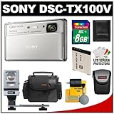 Sony Cyber-Shot DSC-TX100V 16.2 MP Digital Camera (Silver) with 8GB Card +  ....