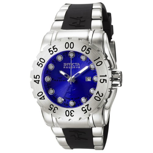 Invicta Men's 6646 Reserve Collection GMT Blue Dial Black Rubber Watch