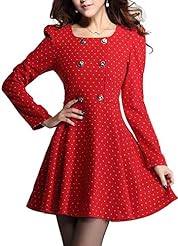 Cotton Long Sleeves Puff Sleeves Above the Knee Party Dress/Tunic/Mini Dress 
