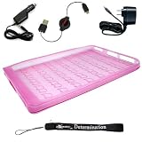 Silicone Skin COVER SLEEVE CASE with USB 2in1 Data Cable, Car Charger, and Wall Charger with 4-inch eBigValue TM Determination Hand Strap for the Sony Reader eBook Touch Edition PRS-600