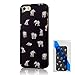 MOLLYCOOCLE Painted Series PC Case Cute Little Elephants Pattern Cover Black Skin Shell for iPhone 5 5S 5G