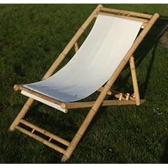 Bambus Liegestuhl BEIGE Strandliege