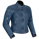 Tour Master Indigo Women's Denim Street Bike Racing Motorcycle Jacket - Blue / Plus Large