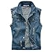 Najia Symbol Men's Slim Fit Retro Cow Light Blue Denim Vest 167