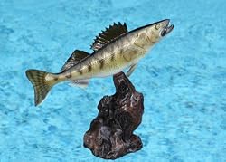 Taxidermy 12" Fiberglass Walleye Fish Sculpture Statue