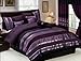 7 PC Modern PURPLE BLACK SILVER Chenille Comforter Set / BED IN A BAG - QUEEN SIZE BEDDING