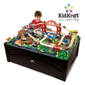 Metropolis 100pc Train Set on Table With Trundle by KidKraft