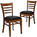 Flash Furniture 2 Pk. HERCULES Series Ladder Back Cherry Wood Restaurant Chair - Black Vinyl Seat