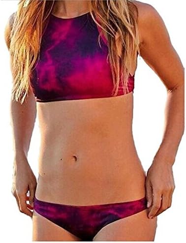 Facoy® Women's Halter High Neck Push Up Bikini Set Top and Bottom Swimwear (M, Red)