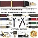 Holdup 1" wide Burgundy Satin finished suspenders