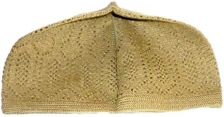 Muslim Islamic Knitting Kufi Hat Taqiya Takke Peci Skull Cap Light Brown Free-size