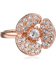 kate spade new york "Disco Pansy" Mini Clear and Rose Gold Ring, Size 7