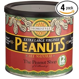 The Peanut Shop of Williamsburg All Natural Homestyle Peanuts, Expeller-Pressed Peanut Oil & Sea Salt, 12-Ounce Tins (Pack of 4)