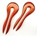 Matched Pair Cardinal Wood, Bloodwood Hair Forks Simple Round Design 5 inch