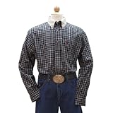 Wrangler Men's PBR Long Sleeve Western Shirt, Black/Tan Plaid