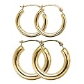 2 Pairs of 10K Yellow Gold Hoop Earrings