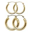 2 Pairs of 10K Yellow Gold Hoop Earrings