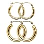 2 Pairs of 10K Yellow Gold Hoop Earrings