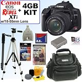 Canon Digital Rebel XTi 10.1 MP Digital SLR Camera with EF-S 18-55mm f/3.5-5.6 Lens (Black) + 4GB Deluxe Accessory Kit