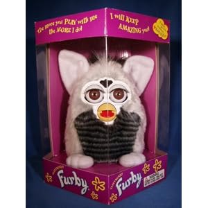 Furby Electronic Silver with Greyand Silver Stripes on Belly, White Feet and Inner Ears by 